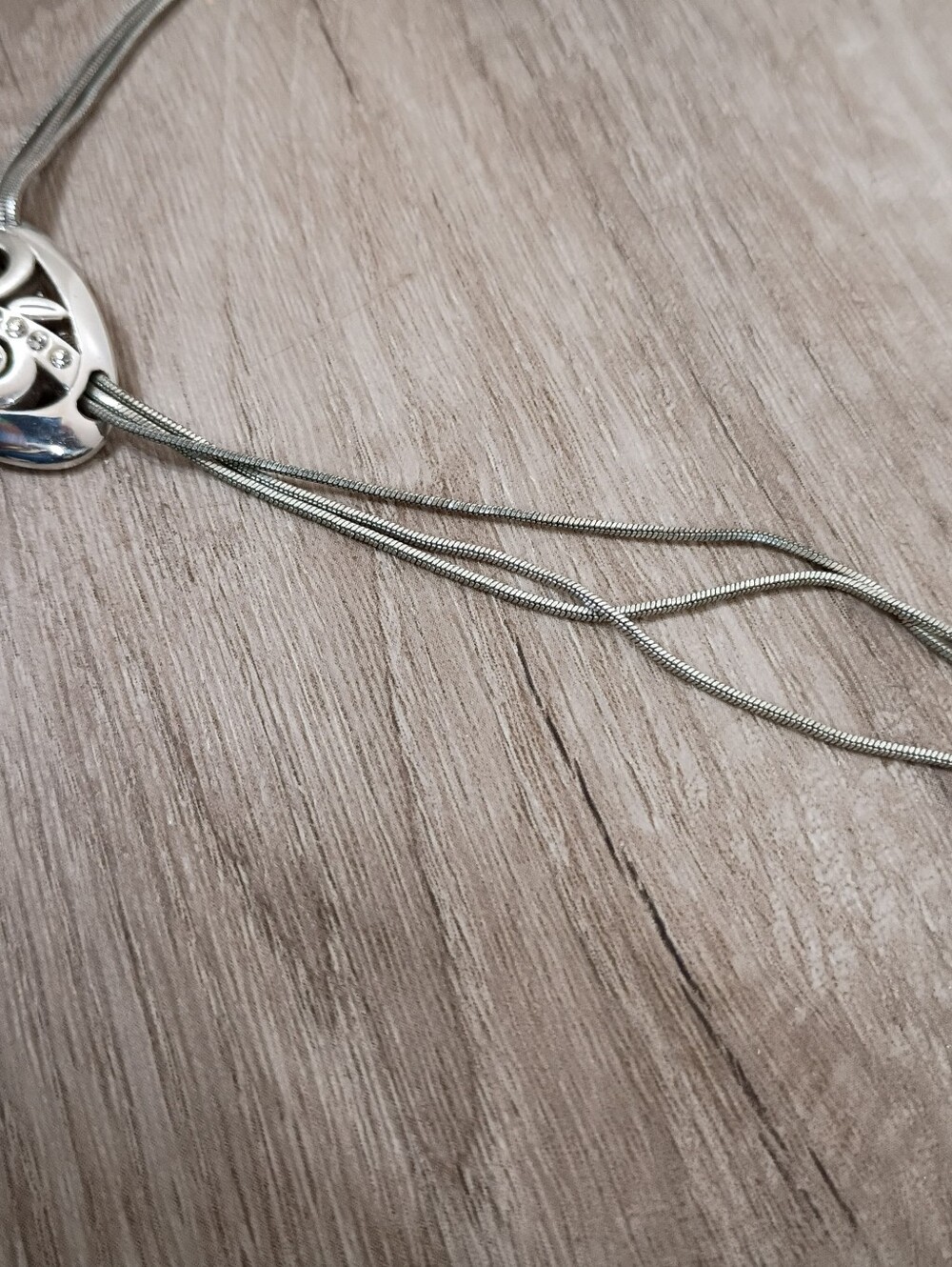 BRIGHTON 'Eve's Delight Short Leaf' Necklace Crystals Silver Plate 2-Strand 18" - Picture 3 of 7